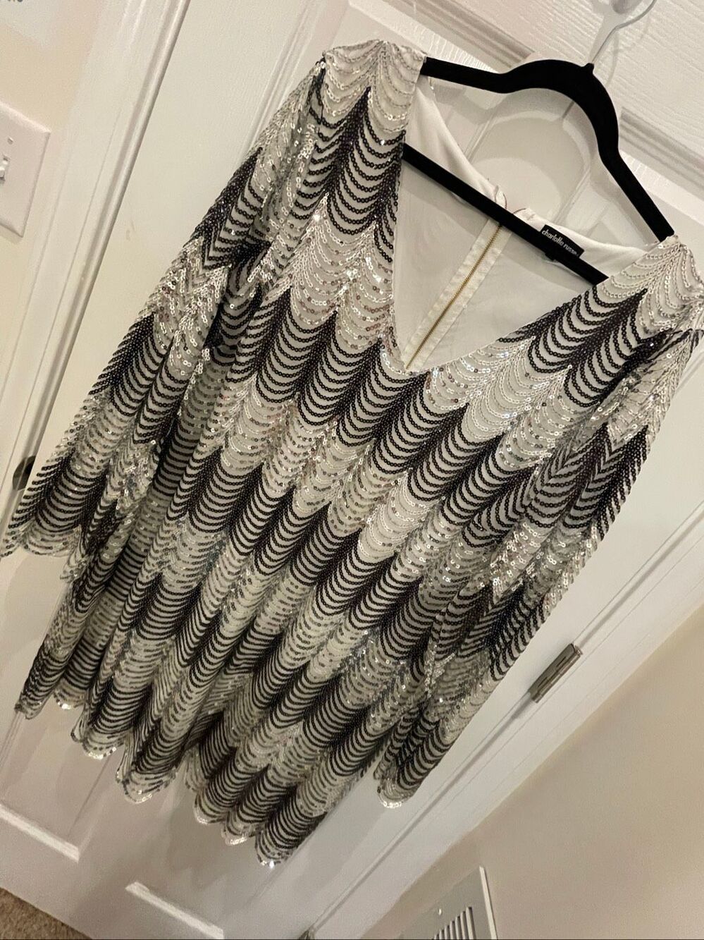 Charlotte Russe+ 3XL Black Silver Sequin Long Sleeve Mini Dress Party Cocktail
